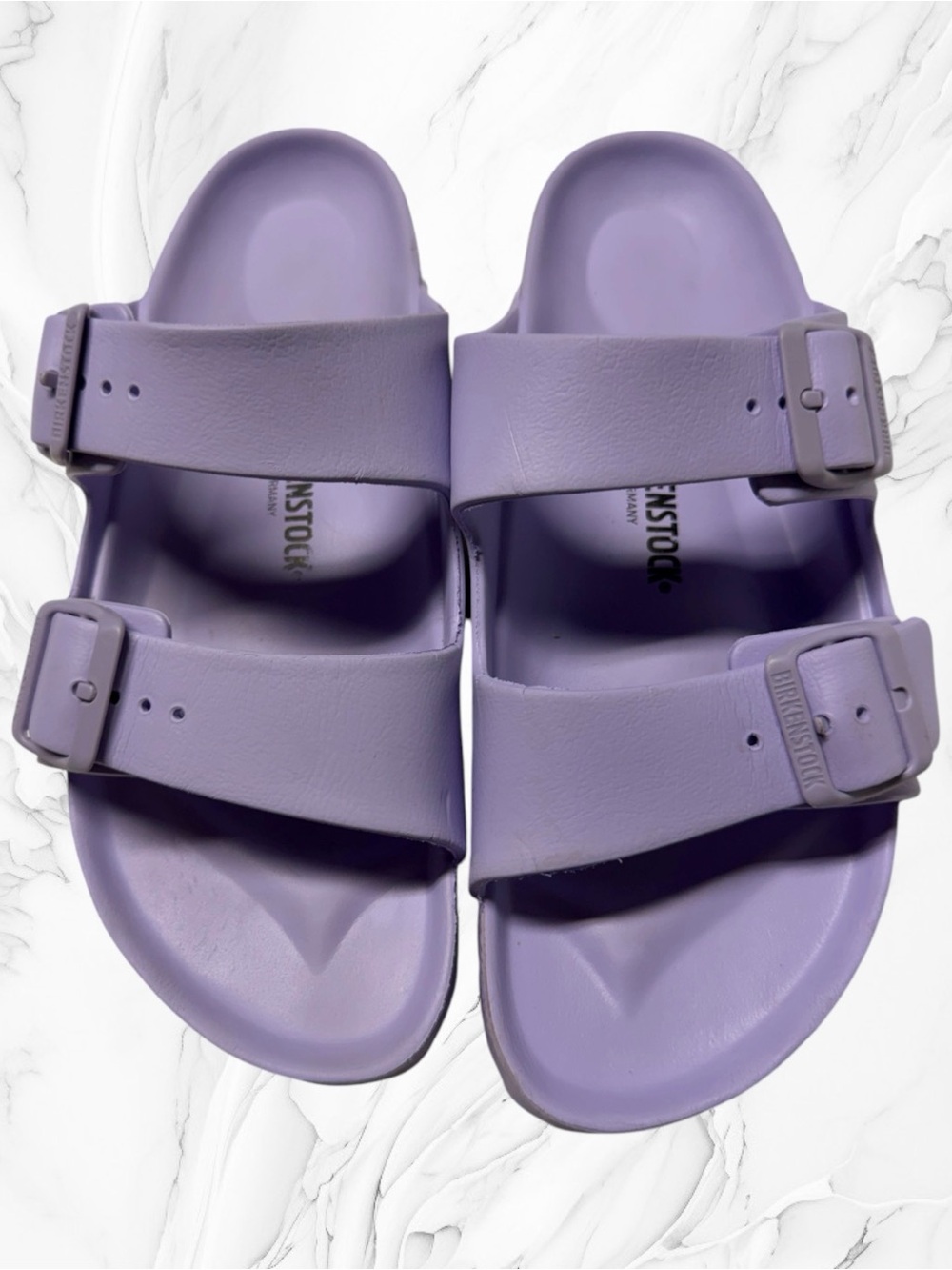 Birkenstock Two-Strap EVA Sandals in Lavender size 10-10.5